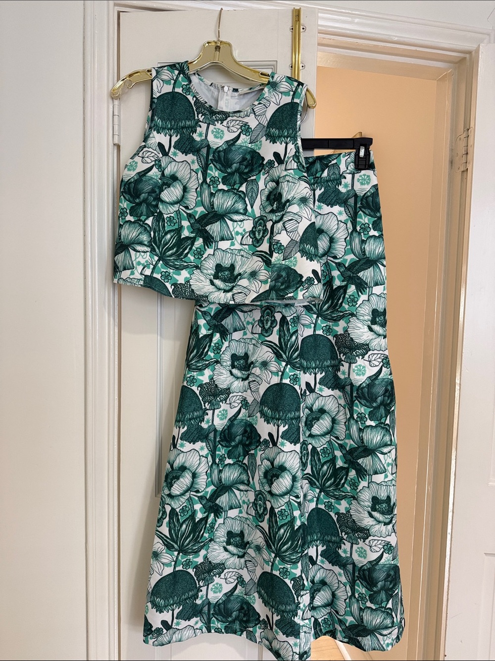 Green Floral Two-Piece Set